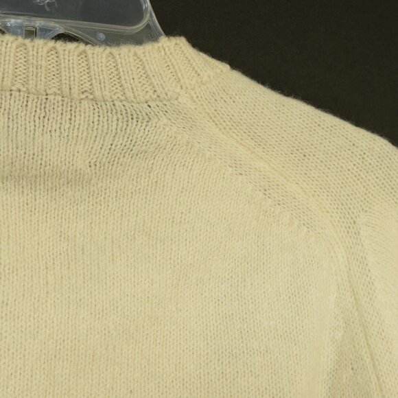Vintage White Wool Sweater Scottish Fisherman Crew Neck Mariner Medium Knit - Picture 7 of 9